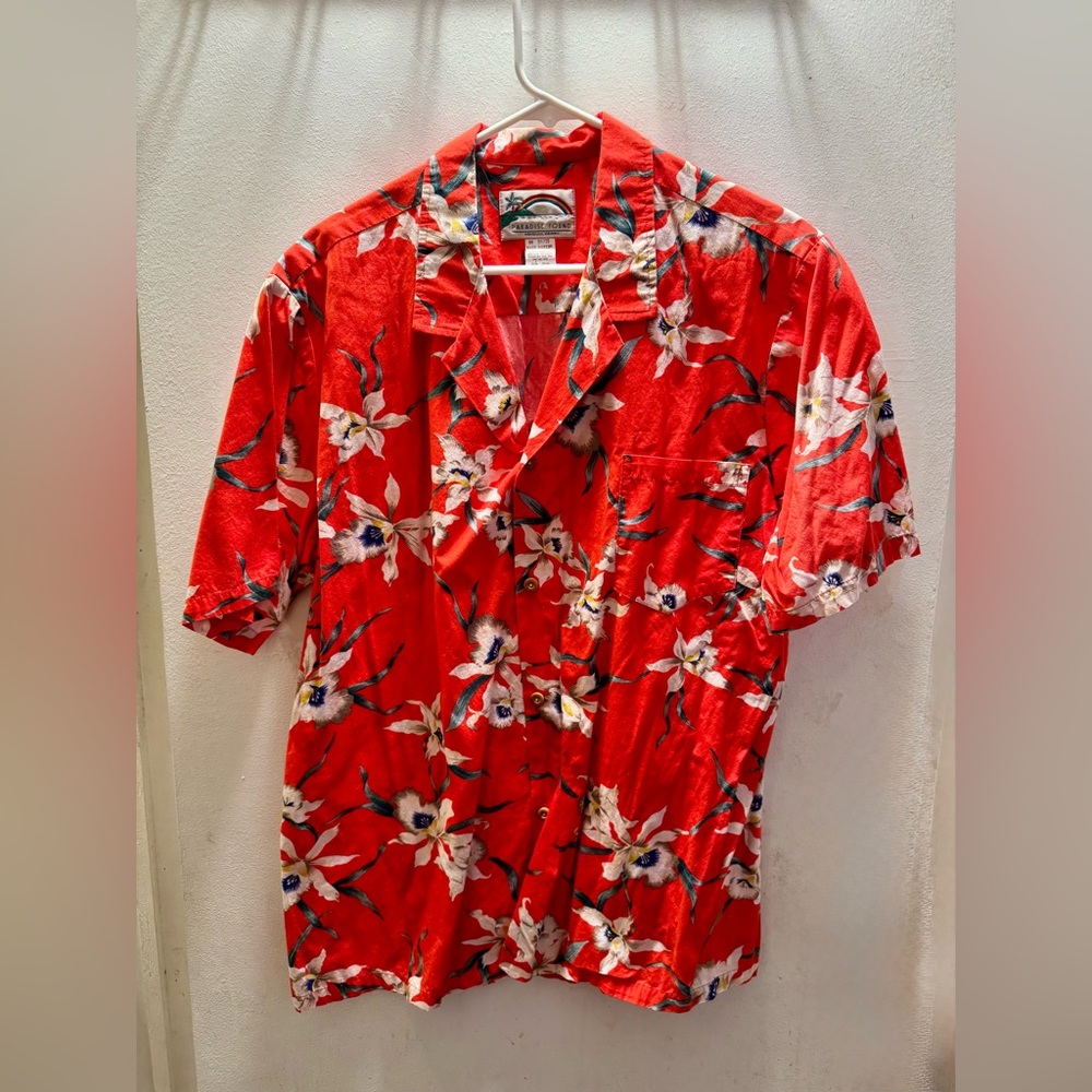 Paradise Found Hawaiian shirt . Vibrant Red Floral Men's Button Down Shirt